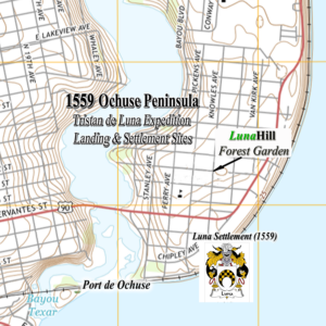 map of luna hill forest garden on the 1559 ochuse peninsula