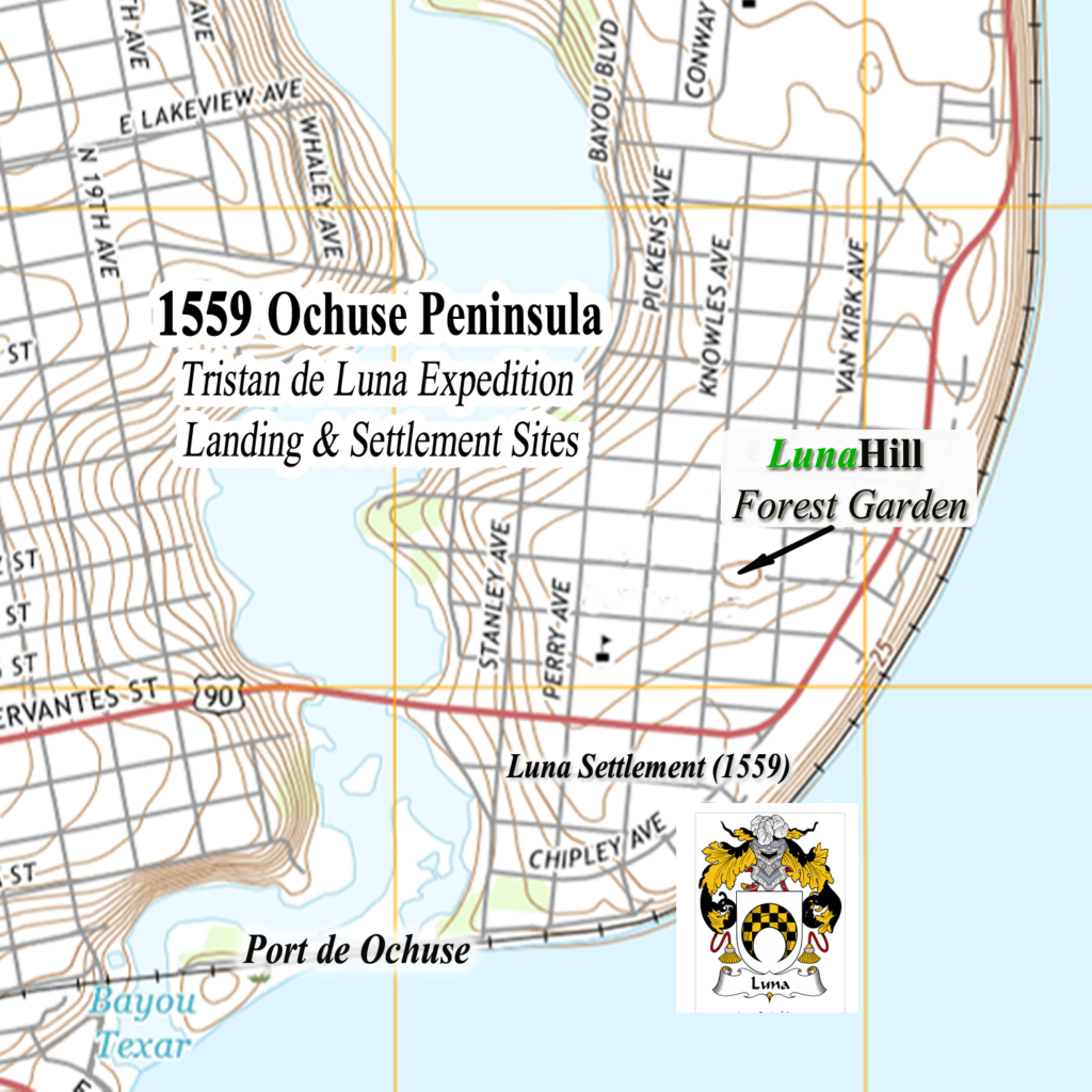 map of luna hill forest garden on the 1559 ochuse peninsula