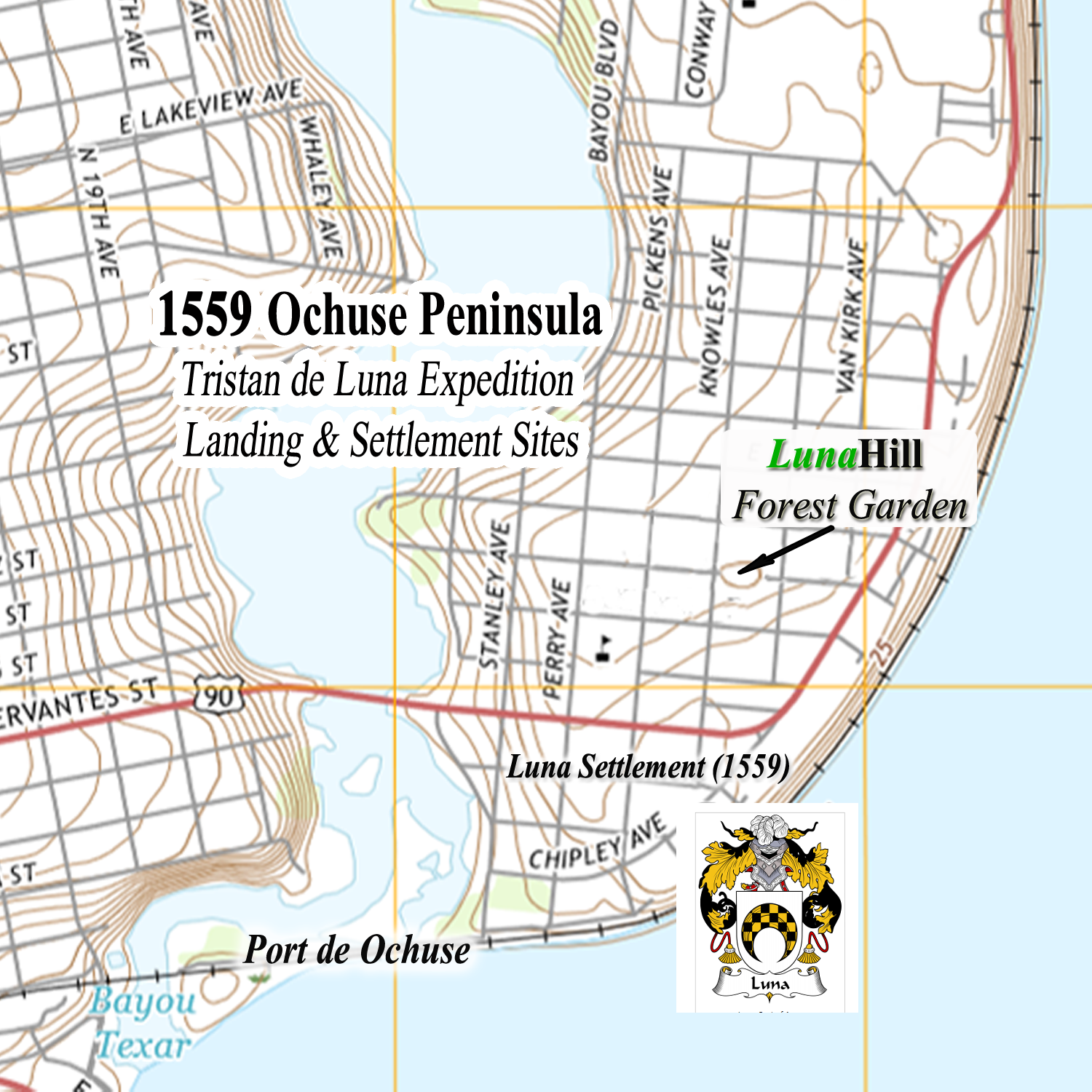 map of luna hill forest garden on the 1559 ochuse peninsula